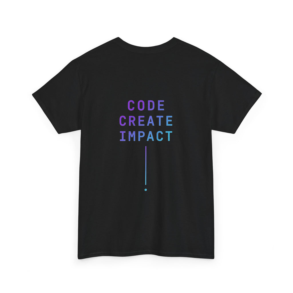 Developer Tee — “Build. Ship. Repeat.” / “Code Create Impact” White Tech T‑Shirt