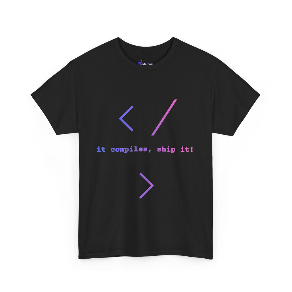Coder Tee — "It compiles, ship it!" Minimalist Developer T‑Shirt