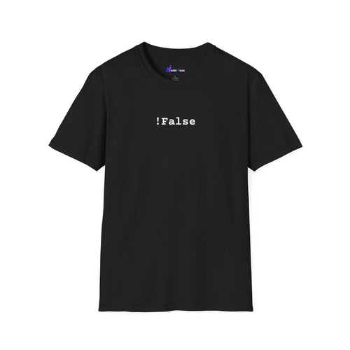 !False Graphic T-Shirt — Minimalist Programmer Tee