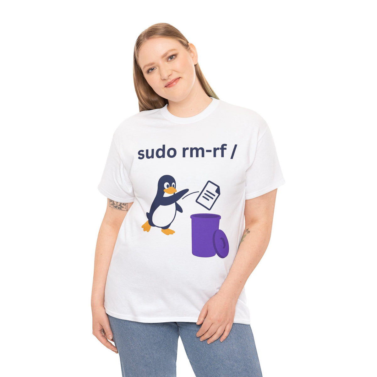 Linux Penguin “sudo rm -rf /” T‑Shirt — Funny Dev Ops Joke Tee