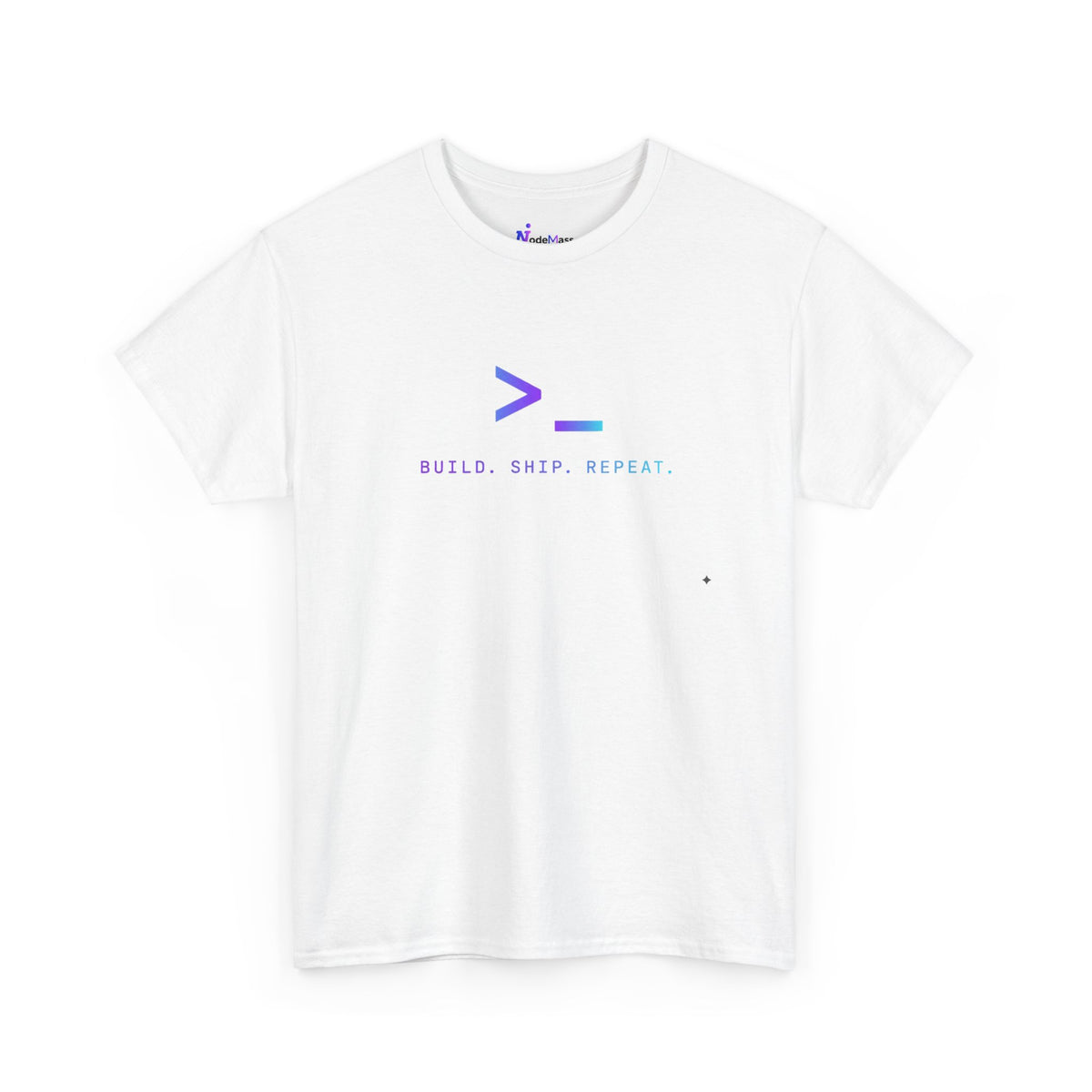 Developer Tee — “Build. Ship. Repeat.” / “Code Create Impact” White Tech T‑Shirt