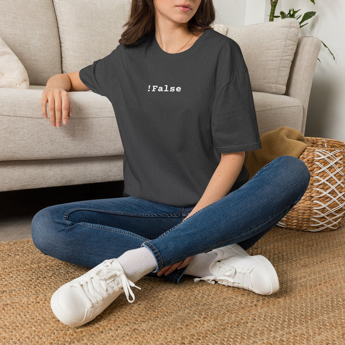 !False Graphic T-Shirt — Minimalist Programmer Tee