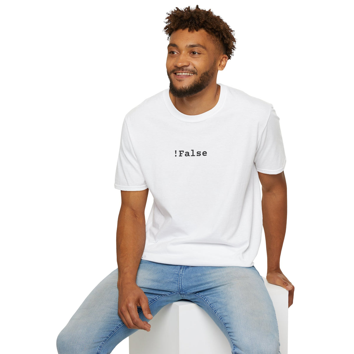 !False Graphic T-Shirt — Minimalist Programmer Tee