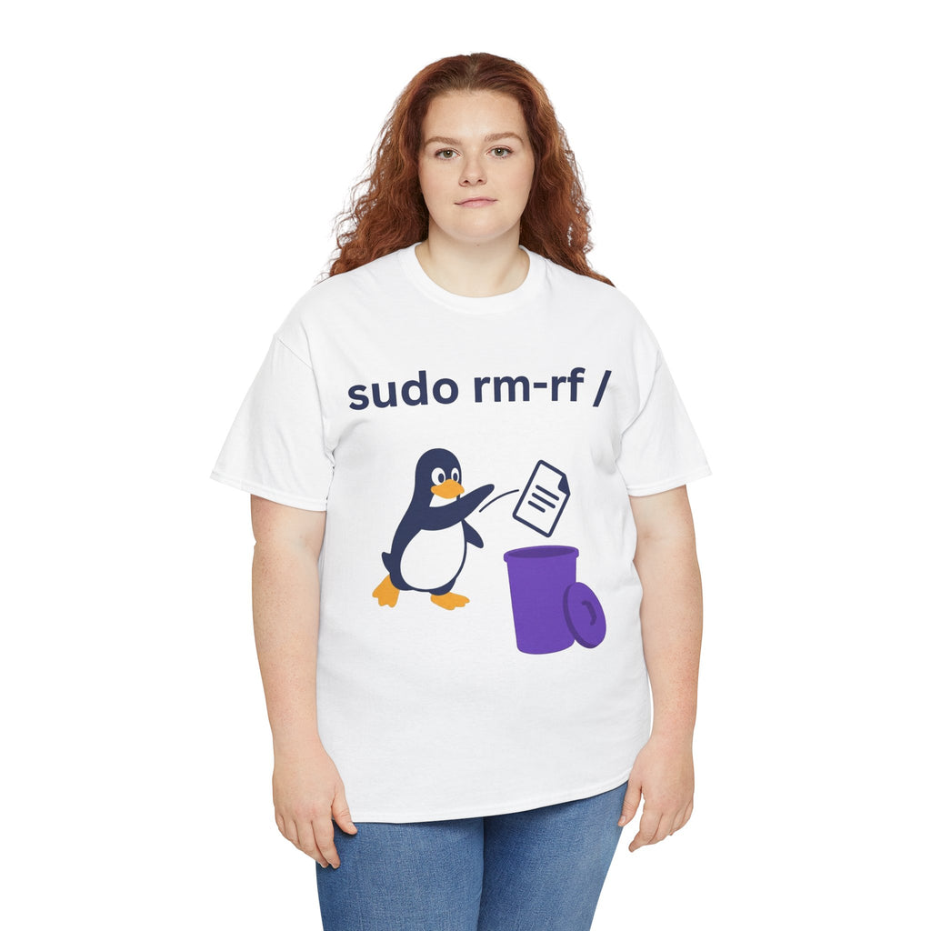 Linux Penguin “sudo rm -rf /” T‑Shirt — Funny Dev Ops Joke Tee