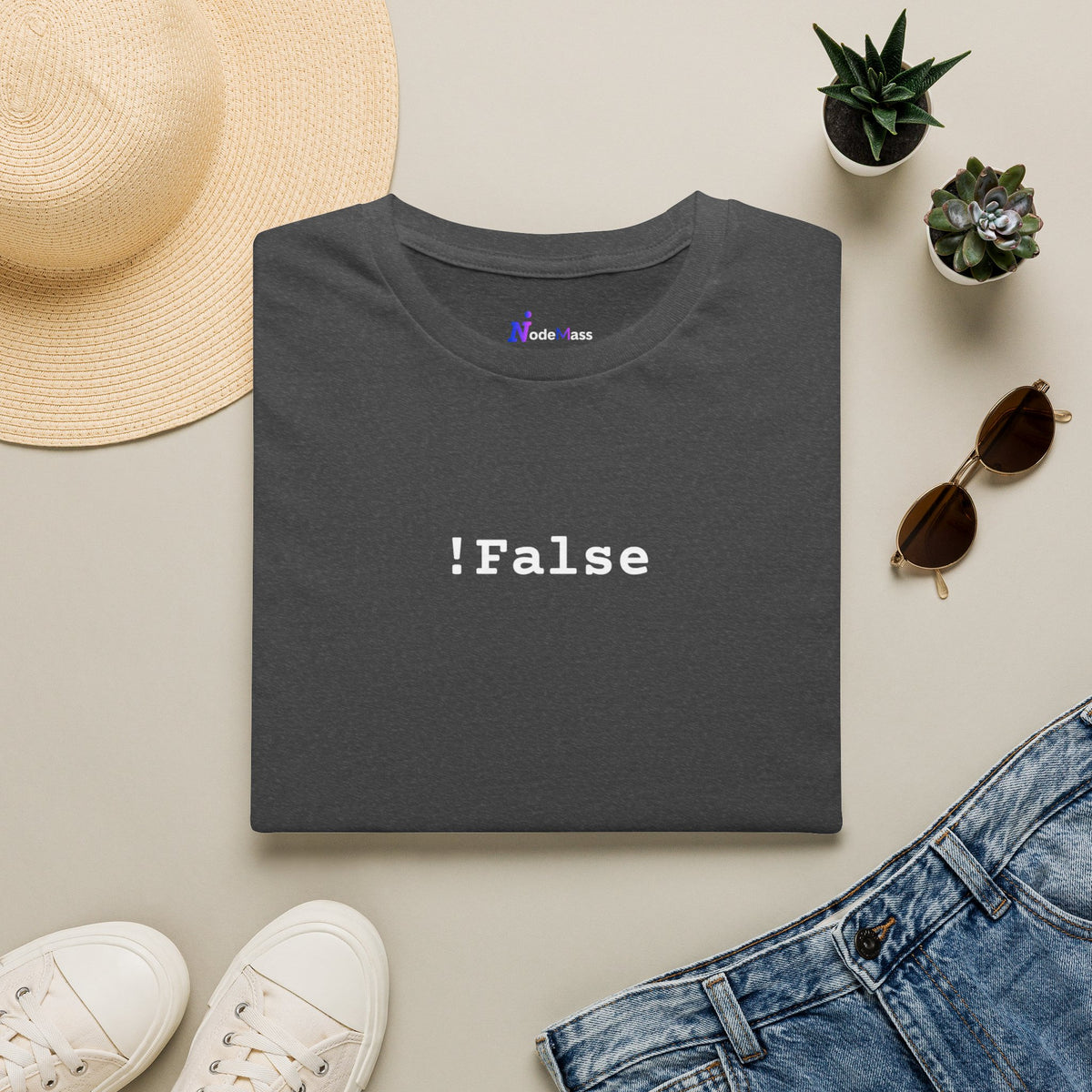 !False Graphic T-Shirt — Minimalist Programmer Tee