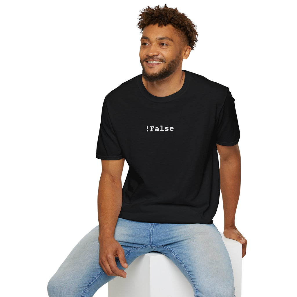 !False Graphic T-Shirt — Minimalist Programmer Tee