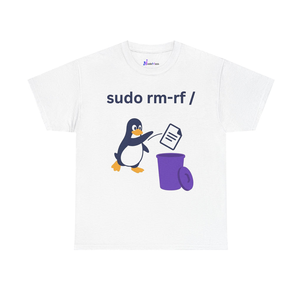 Linux Penguin “sudo rm -rf /” T‑Shirt — Funny Dev Ops Joke Tee