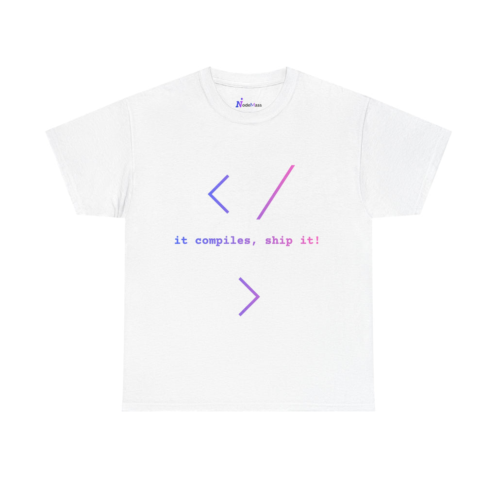 Coder Tee — "It compiles, ship it!" Minimalist Developer T‑Shirt