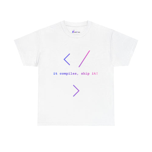Coder Tee — "It compiles, ship it!" Minimalist Developer T‑Shirt