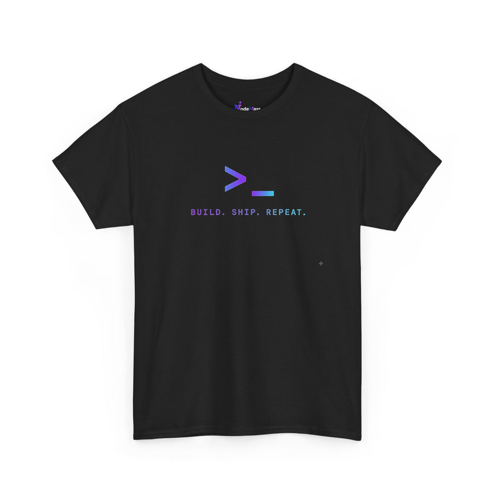 Developer Tee — “Build. Ship. Repeat.” / “Code Create Impact” White Tech T‑Shirt