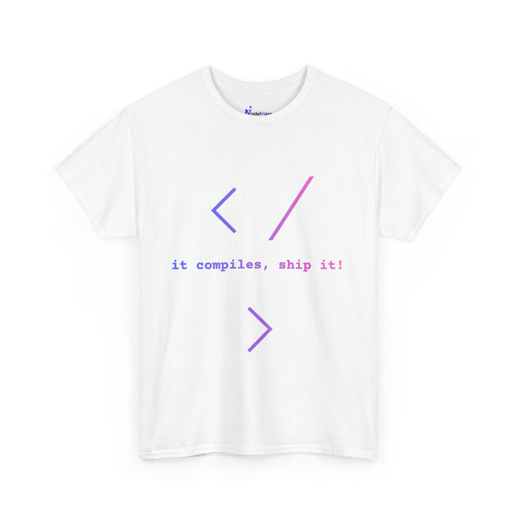 Coder Tee — "It compiles, ship it!" Minimalist Developer T‑Shirt