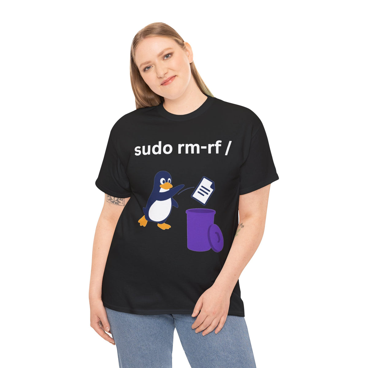 Linux Penguin “sudo rm -rf /” T‑Shirt — Funny Dev Ops Joke Tee