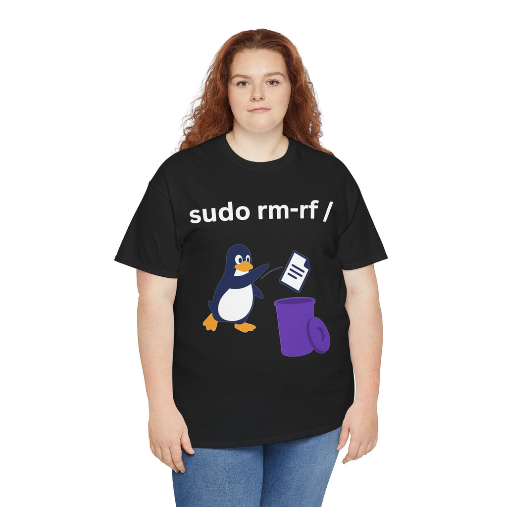 Linux Penguin “sudo rm -rf /” T‑Shirt — Funny Dev Ops Joke Tee