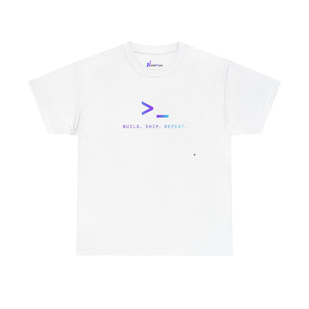 Developer Tee — “Build. Ship. Repeat.” / “Code Create Impact” White Tech T‑Shirt