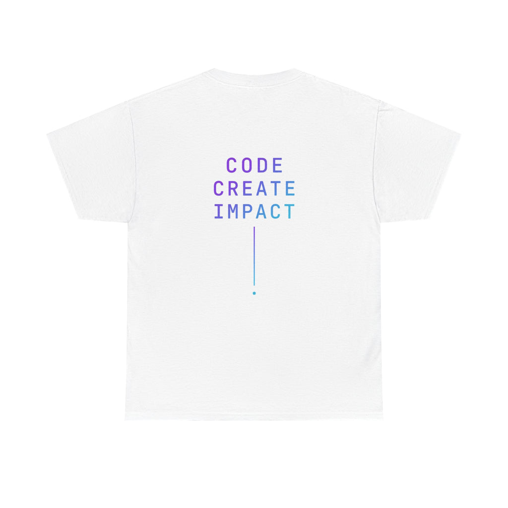 Developer Tee — “Build. Ship. Repeat.” / “Code Create Impact” White Tech T‑Shirt