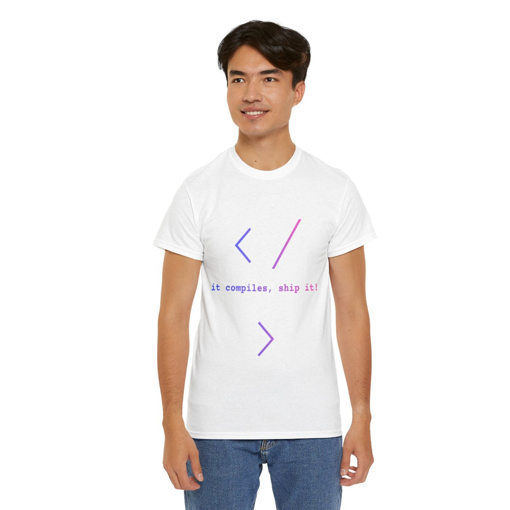 Coder Tee — "It compiles, ship it!" Minimalist Developer T‑Shirt
